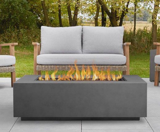 Aegean Large Rectangle Propane Gas Fire Table in Weathered Slate w/ Natural Gas Conversion Kit