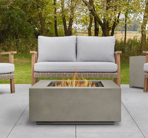 Aegean Square Propane Gas Fire Table in Mist Gray w/ Natural Gas Conversion Kit