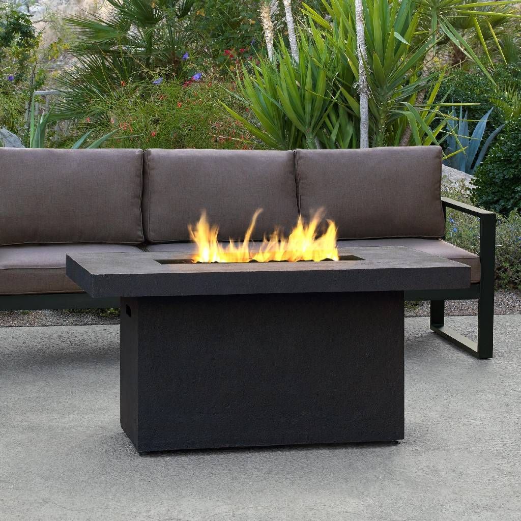 Ventura Rectangle Propane Chat Height Fire Table in Kodiak Brown with Natural Gas Conversion kit