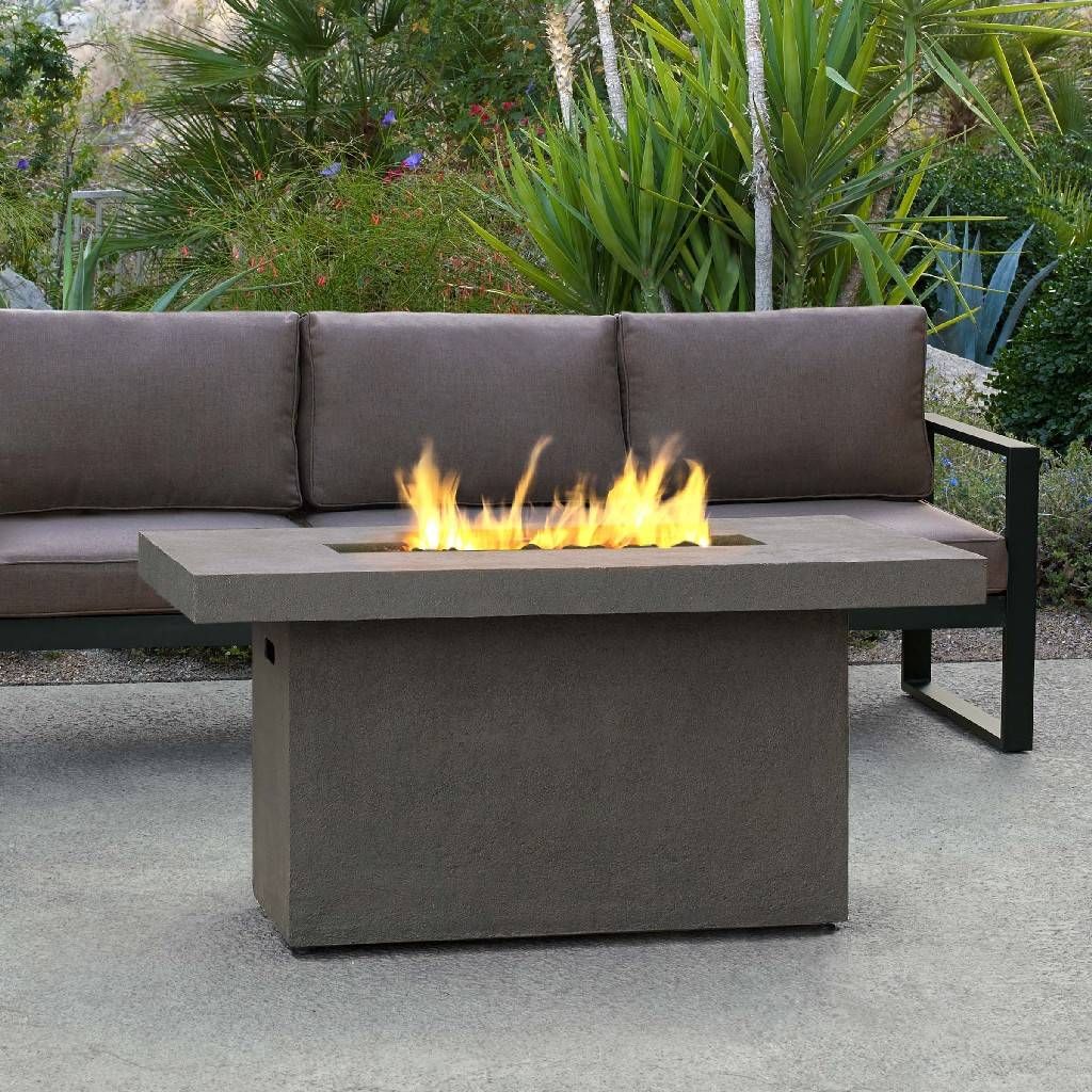 Ventura Rectangle Propane Chat Height Fire Table in Glacier Gray with Natural Gas Conversion kit