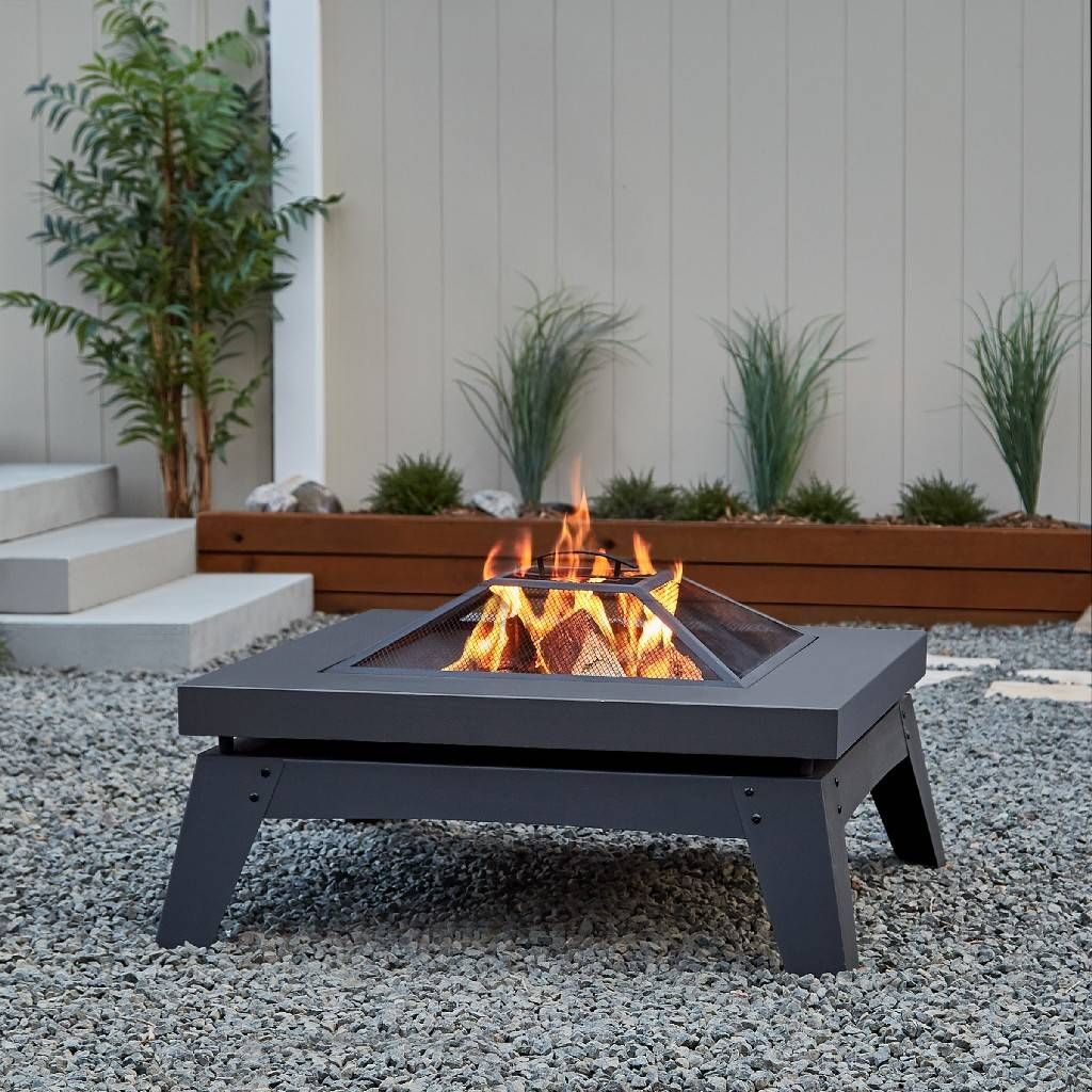 Breton Wood-Burning Fire Pit in Gray - Real Flame