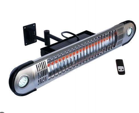 The Ener-G+ Wall Mount Infrared Tube Patio Heater is a convenient and efficient way to add heat to your patio. This heater eliminates the need for a bulky table or chairs, saving space and money. This wall-mounted infrared heater adds immediate warmth wit