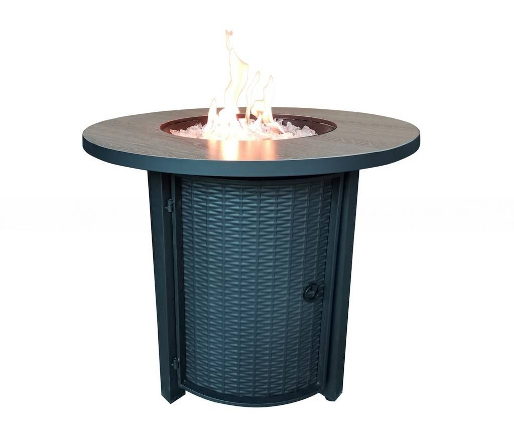 Jambi Black Metal and Tile Round Fire Pit with Glass Rocks - Belmont Home