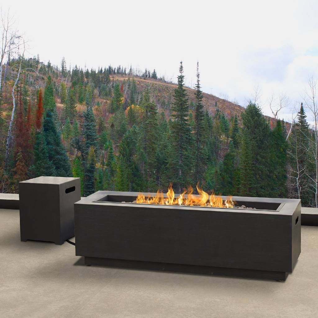 Lanesboro Rectangle Propane Fire Table in Gray with Natural Gas Conversion Kit