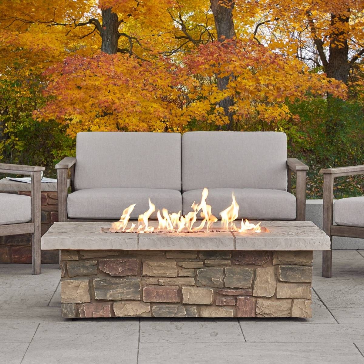 Sedona 52' Rectangle Propane Fire Table in Buff with Natural Gas Conversion Kit