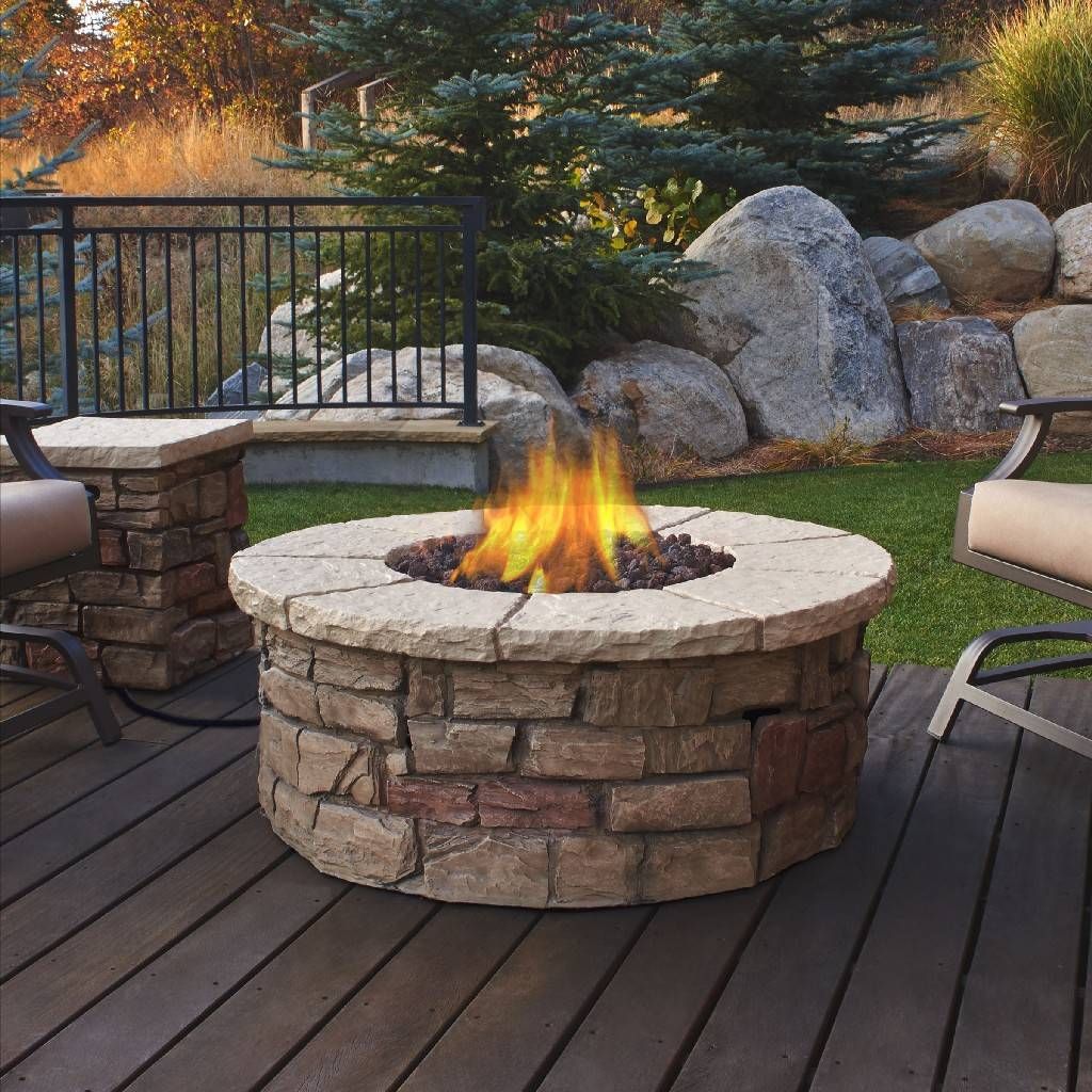 Sedona Round Propane Fire Table in Buff with Natural Gas Conversion kit