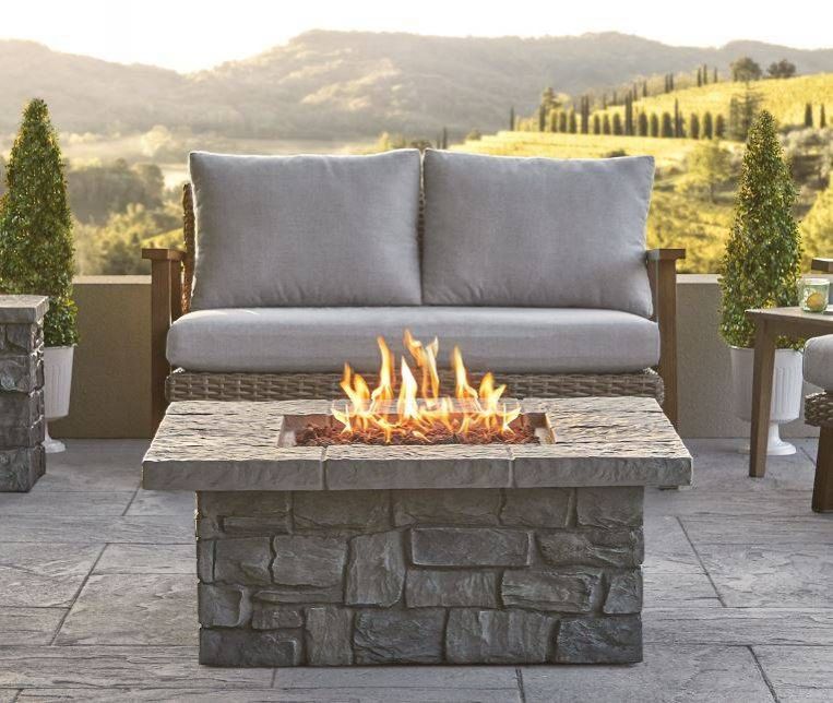 Sedona Square Propane Fire Table in Grey w/ Natural Gas Conversion Kit