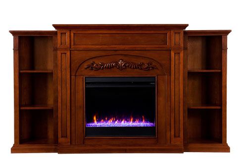 Southern Enterprises Chantilly Color-Changing Fireplace with Bookcases