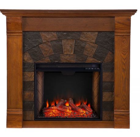 Southern Enterprises Elkmont Smart Alexa-enabled Electric Fireplace - Salem Antique Oak