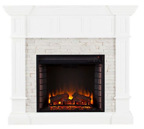Southern Enterprises Merrimack Simulated Stone Convertible Electric Fireplace