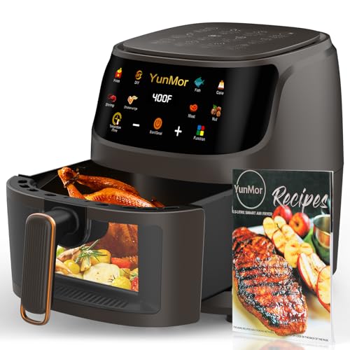 Air Fryer Oven YunMor Air Fryer Max XL 6.5Qt DIY Air Fryer Oven Exclusive Recipes, Healthy 8in