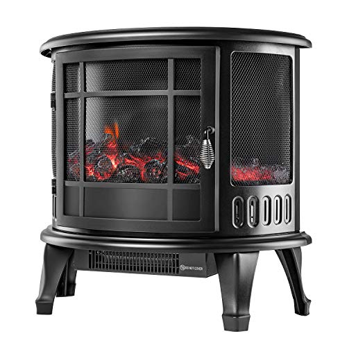 AuAg Electric Fireplace, Wood Stove Heater Freestanding, 1500W Log