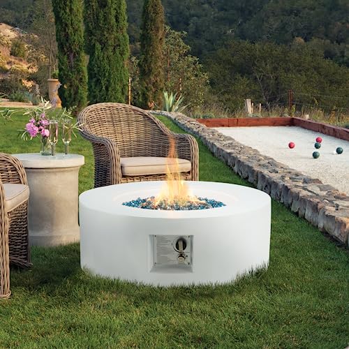 ECOTOUGE Outdoor Propane Firepit Table Set, 30 Inch AutoIgnition Round