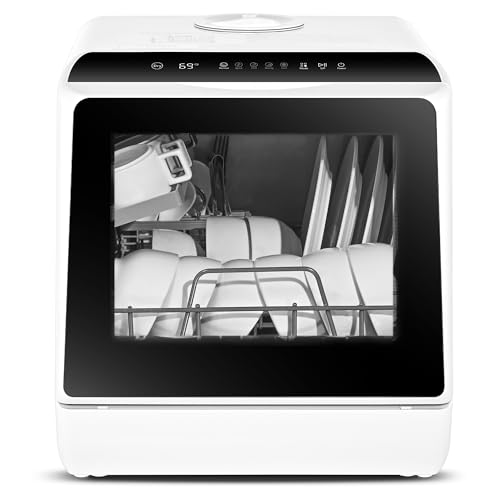 EUHOMY Countertop Dishwasher with 5 L Builtin Water Tank& Inlet Hose