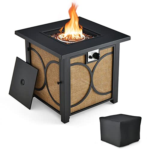 Giantex 28” Outdoor Fire Pit Table 50,000 BTU Square Metal Fire Table
