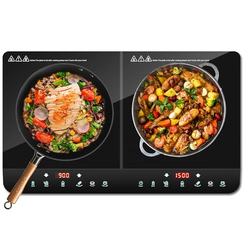 Induction Cooktop 2 Burner,1500W Double Induction Cooktop with LED