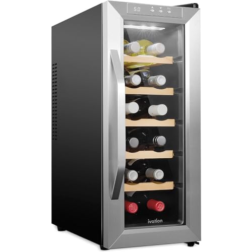 Ivation 12 Bottle Thermoelectric Wine Cooler/Chiller Stainless Steel
