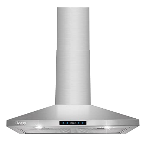 Tieasy Range Hood 30 inch, Wall Mount Stove Hood in Stainless Steel
